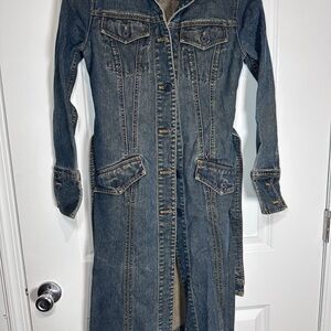 GAP Vintage Denim Long Trench Coat Jacket